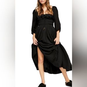 Free People black Oasis smocked dress